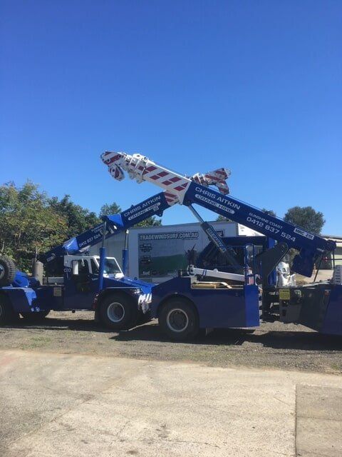 A Blue Truck With a Crane on Top of It — CA Crane Hire in Forest Glen, QLD