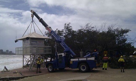 A Blue Truck With a Crane Attached to It — CA Crane Hire in Forest Glen, QLD