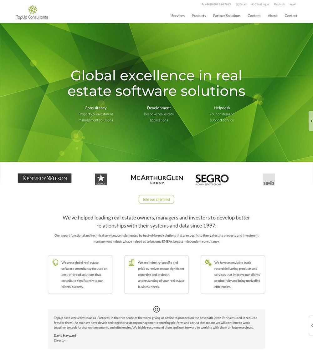 TopUp Consultants website design development