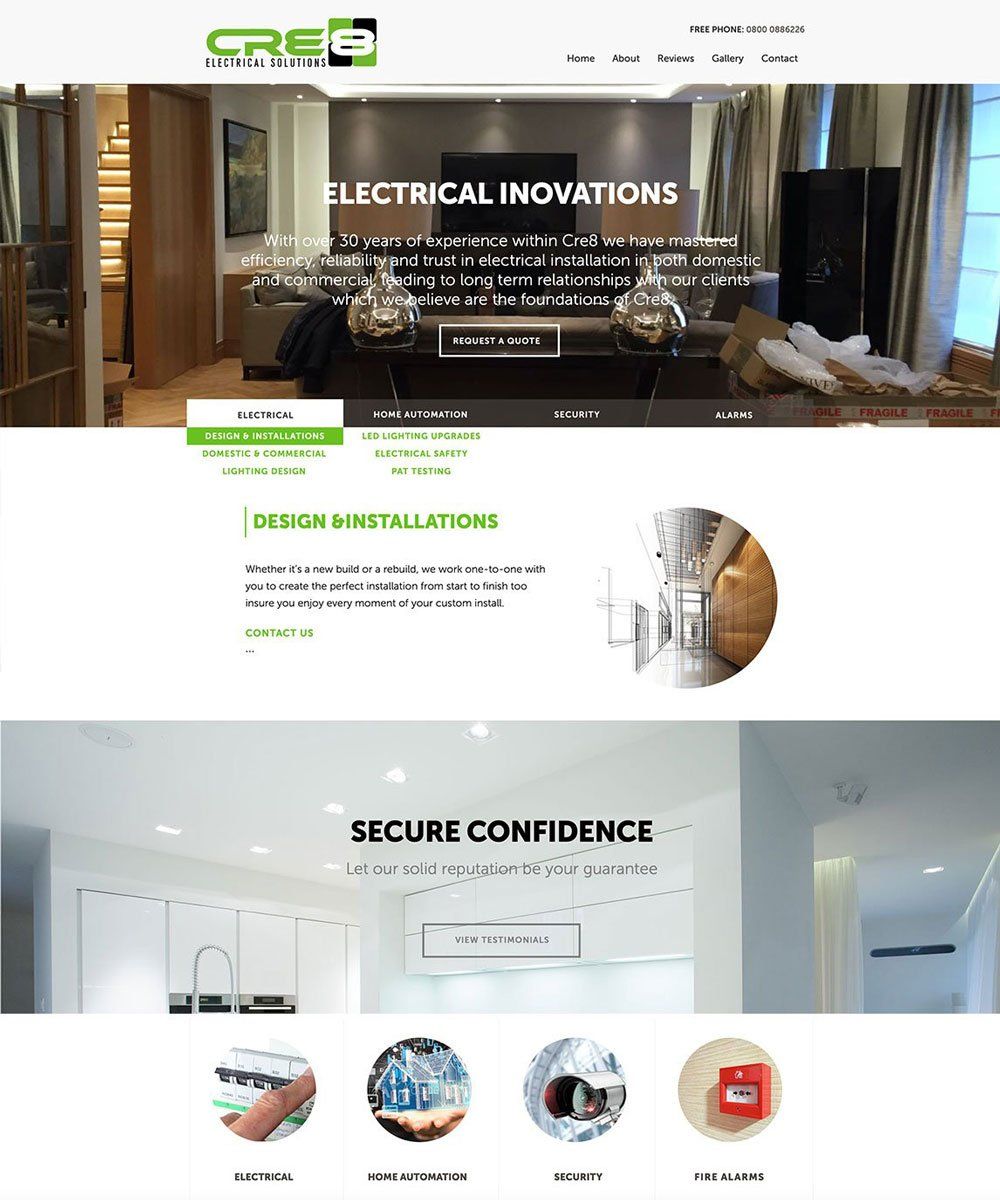 Cre8 Electrical website design development
