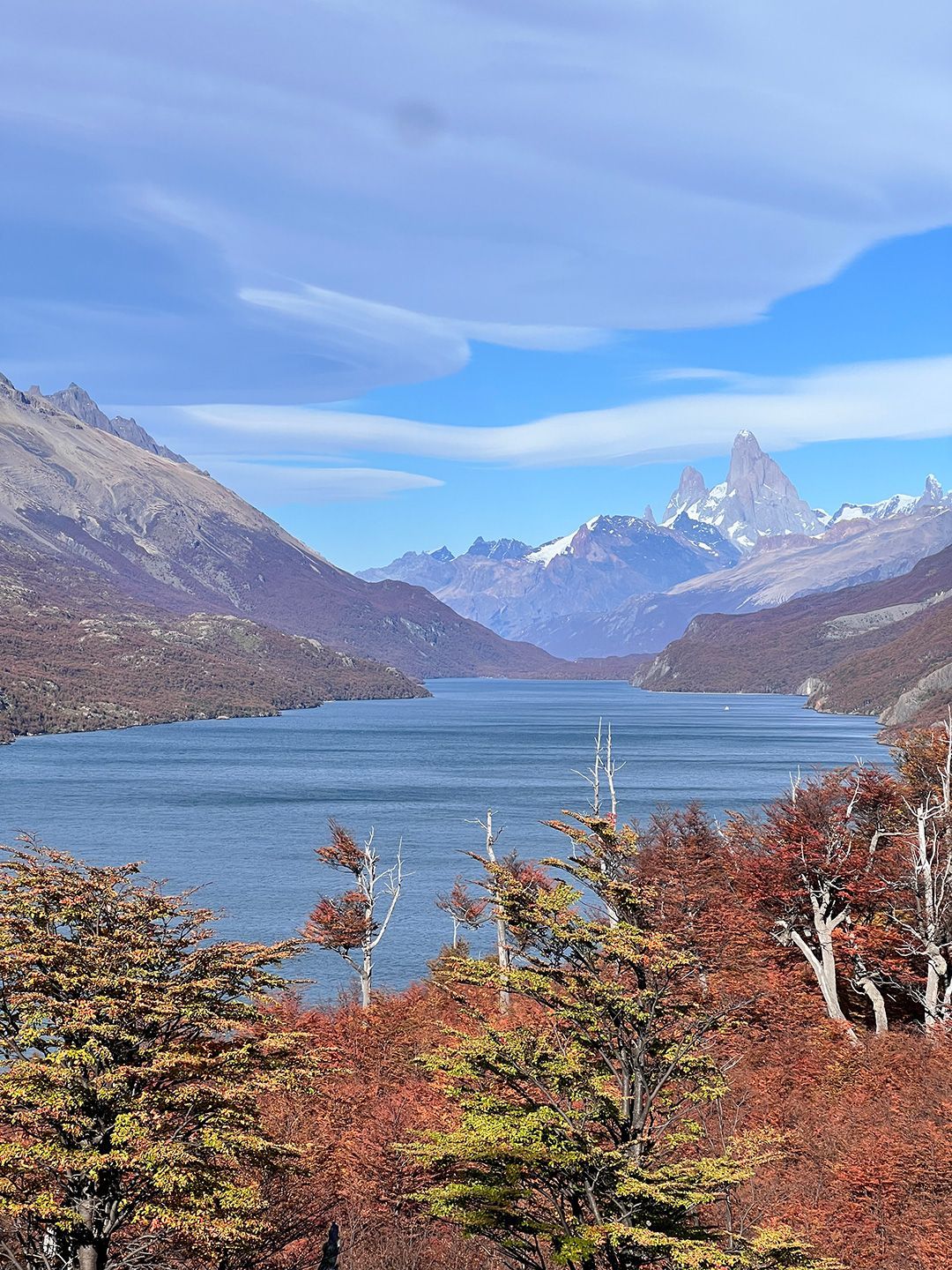 Otoño en la Punta Norte del lago del Desierto - Al fondo el Monte Fitz Roy ó Chaltén.