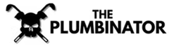 A black logo featuring a skull with two crossed pipe wrenches behind it, next to the text 