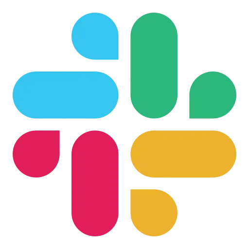 Slack logo: a colorful, rounded square shape with four segments in blue, green, yellow, and pink.
