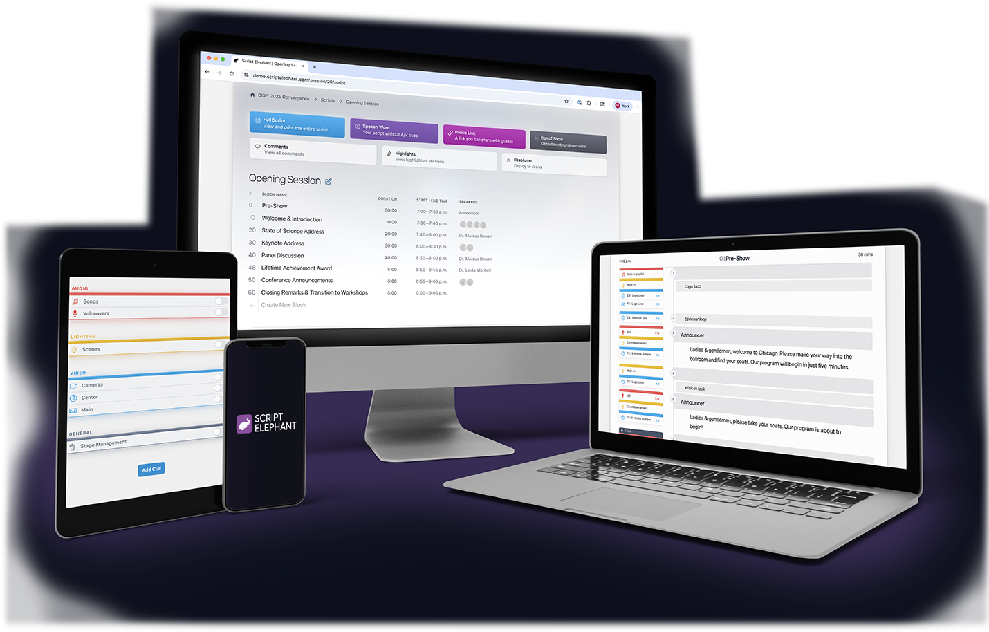 Script elephant works across devices