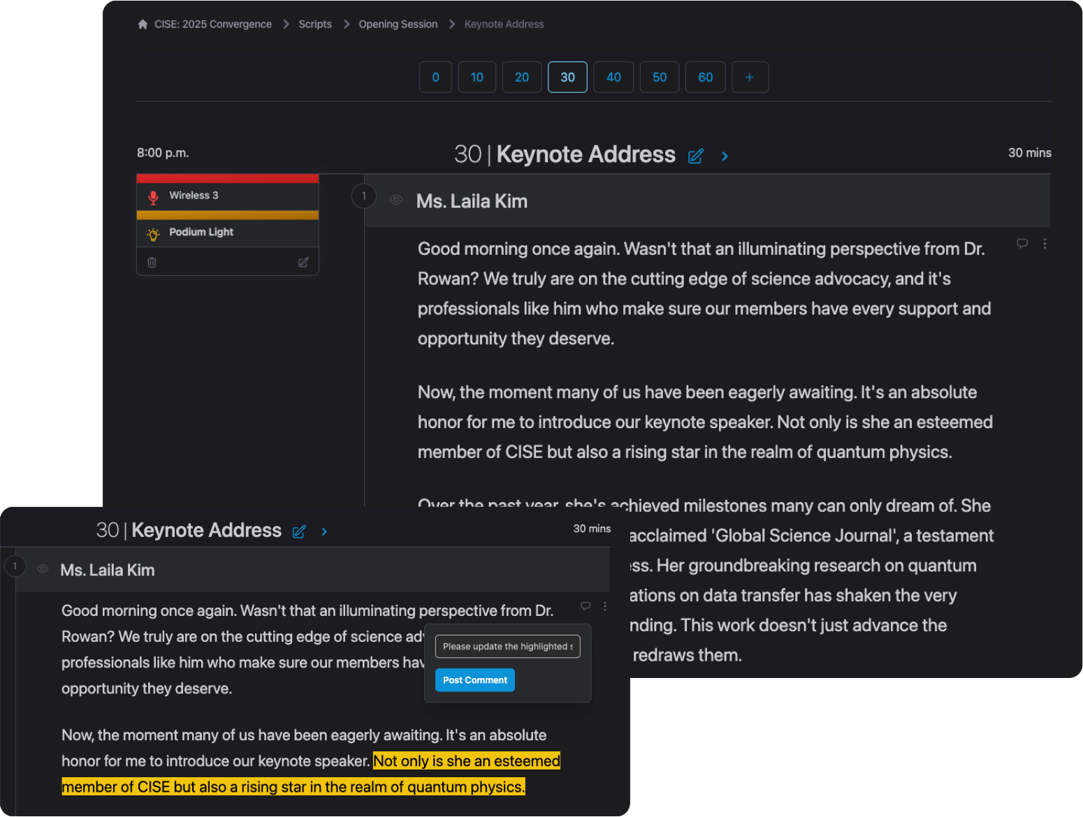 Editing the script is easy with collaborative tools like commenting and highlighting