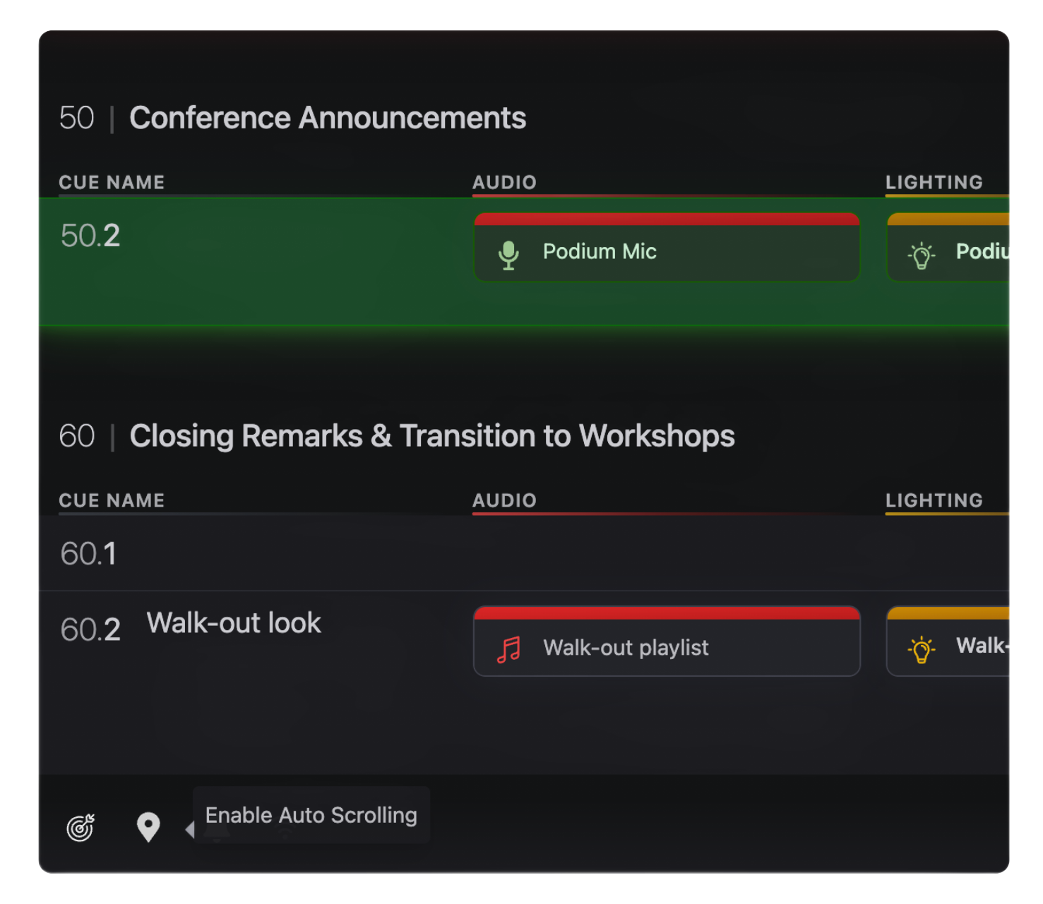 Run of show live tracking keeps all team members on the same page during the live event
