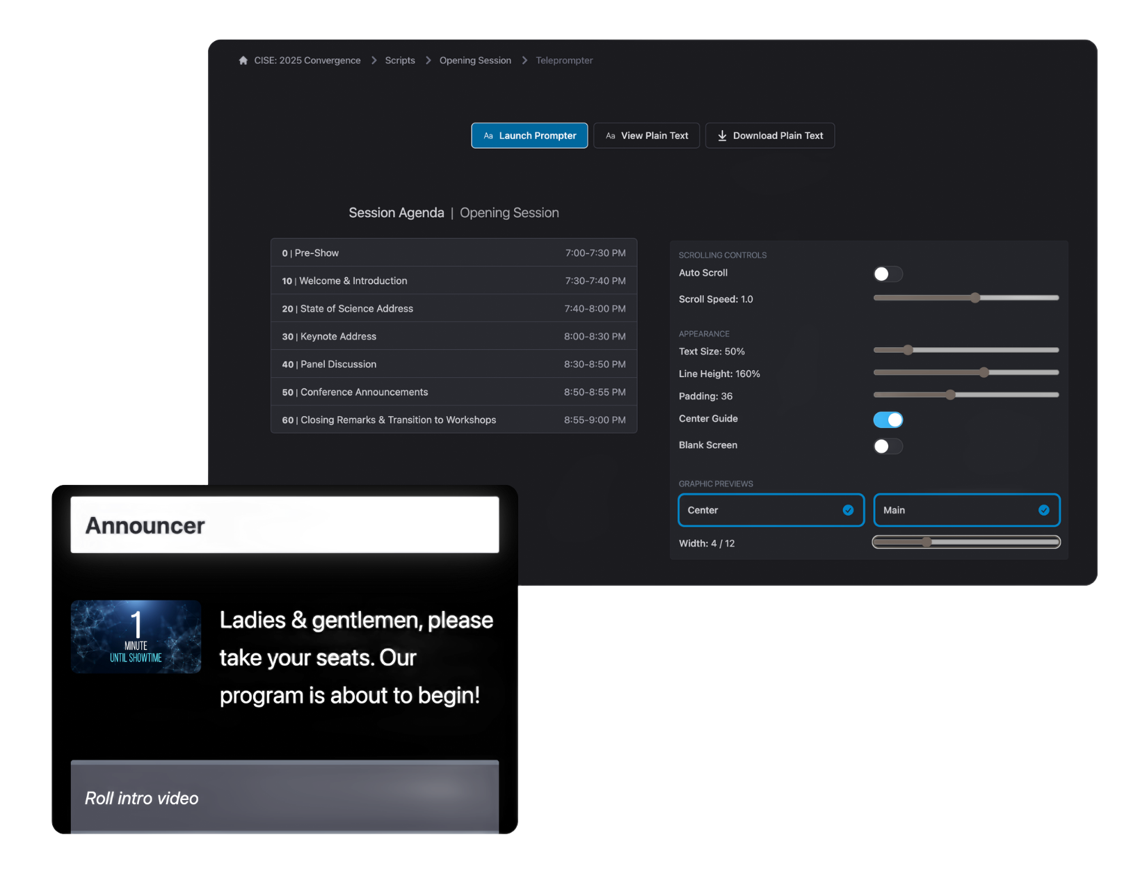 Teleprompter natively in the platform of Script Elephant