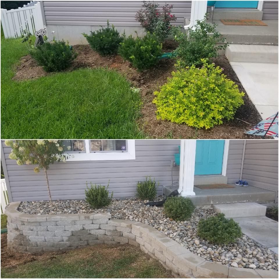 Before and After Lawn with Bricks - St Peters, MO | Dart Landscaping and Lawncare