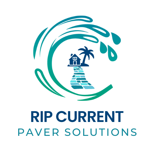 A logo for a company called rip current paver solutions