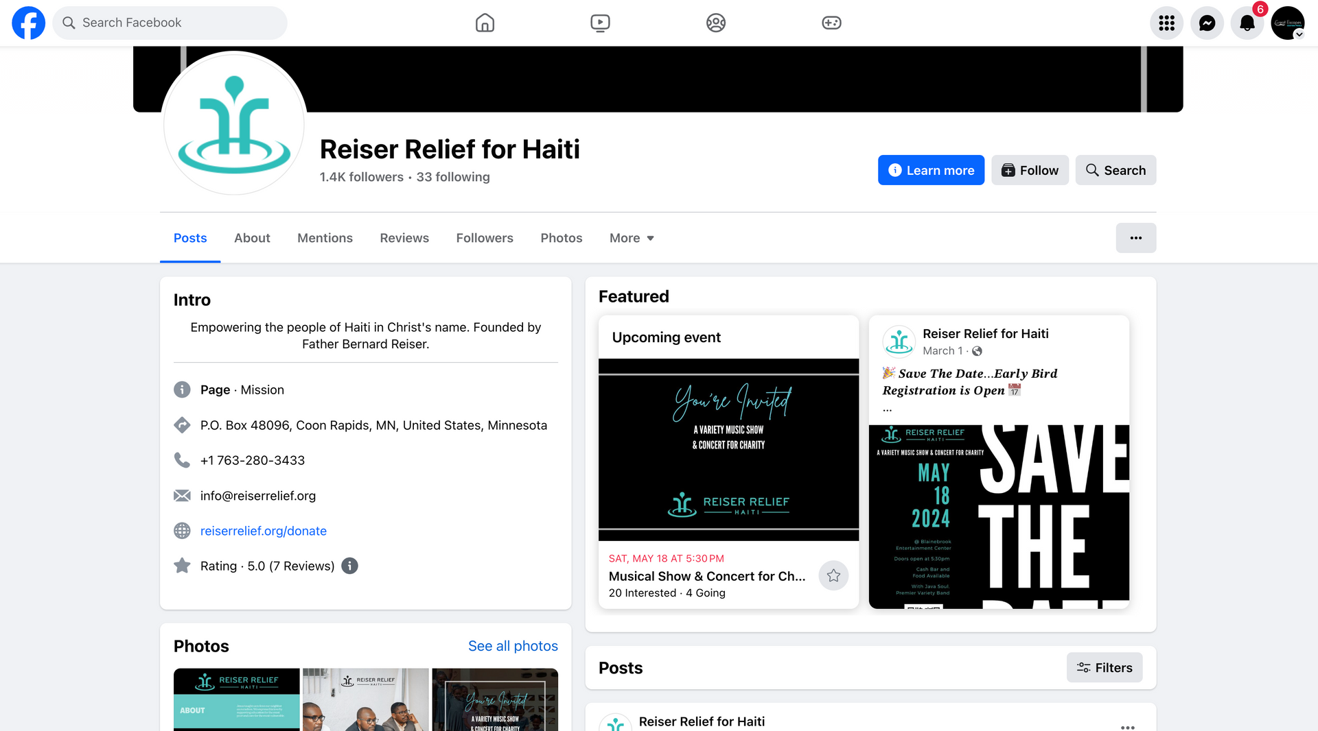 A screenshot of a facebook page that says save the