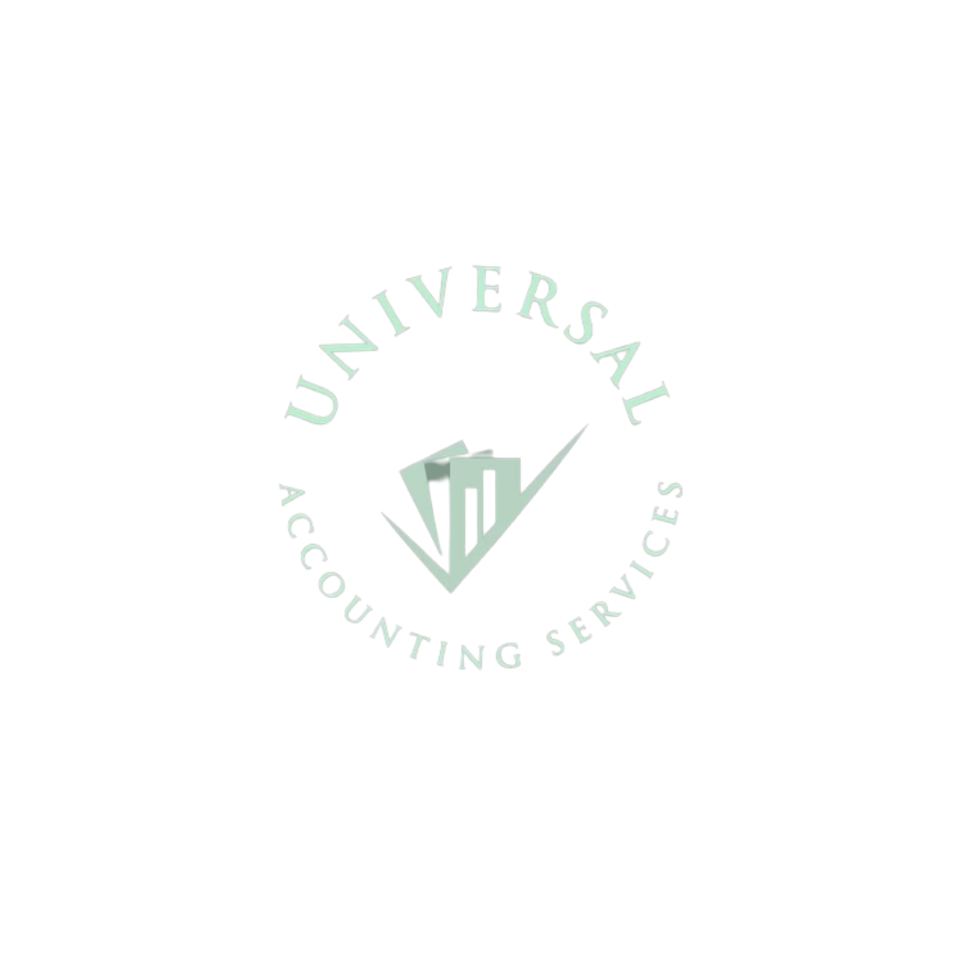 A logo for universal accounting services with a check mark