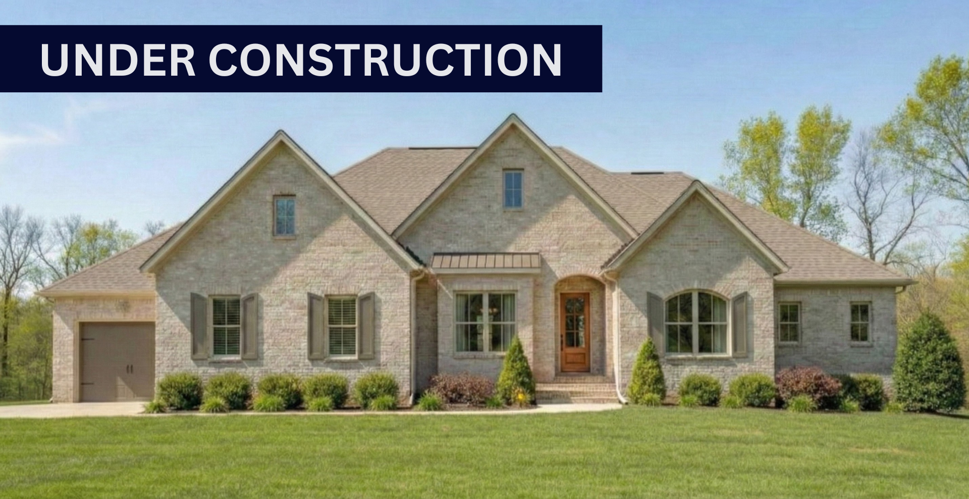 new construction home that is two story and lighter exterior colors. full of windows for natural light