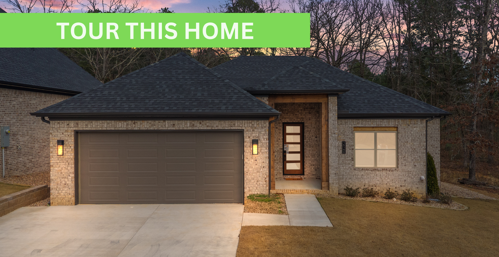 new construction home that is two story and lighter exterior colors. full of windows for natural light