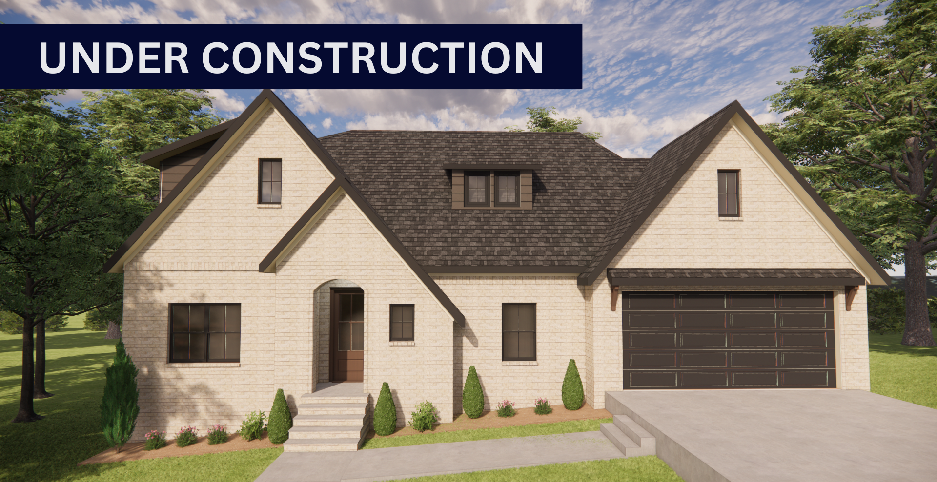 new construction home that is two story and lighter exterior colors. full of windows for natural light