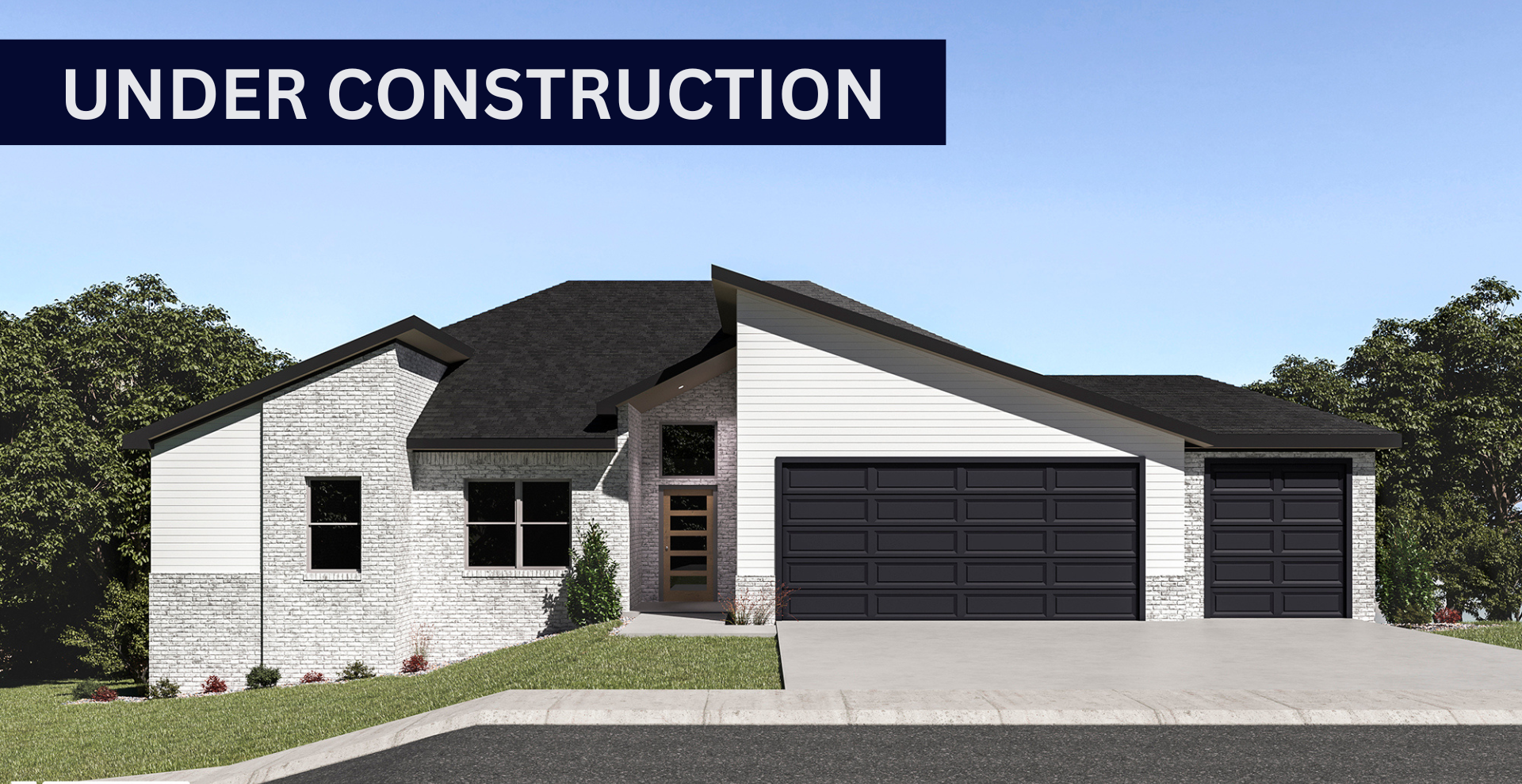 new construction home that is two story and lighter exterior colors. full of windows for natural light