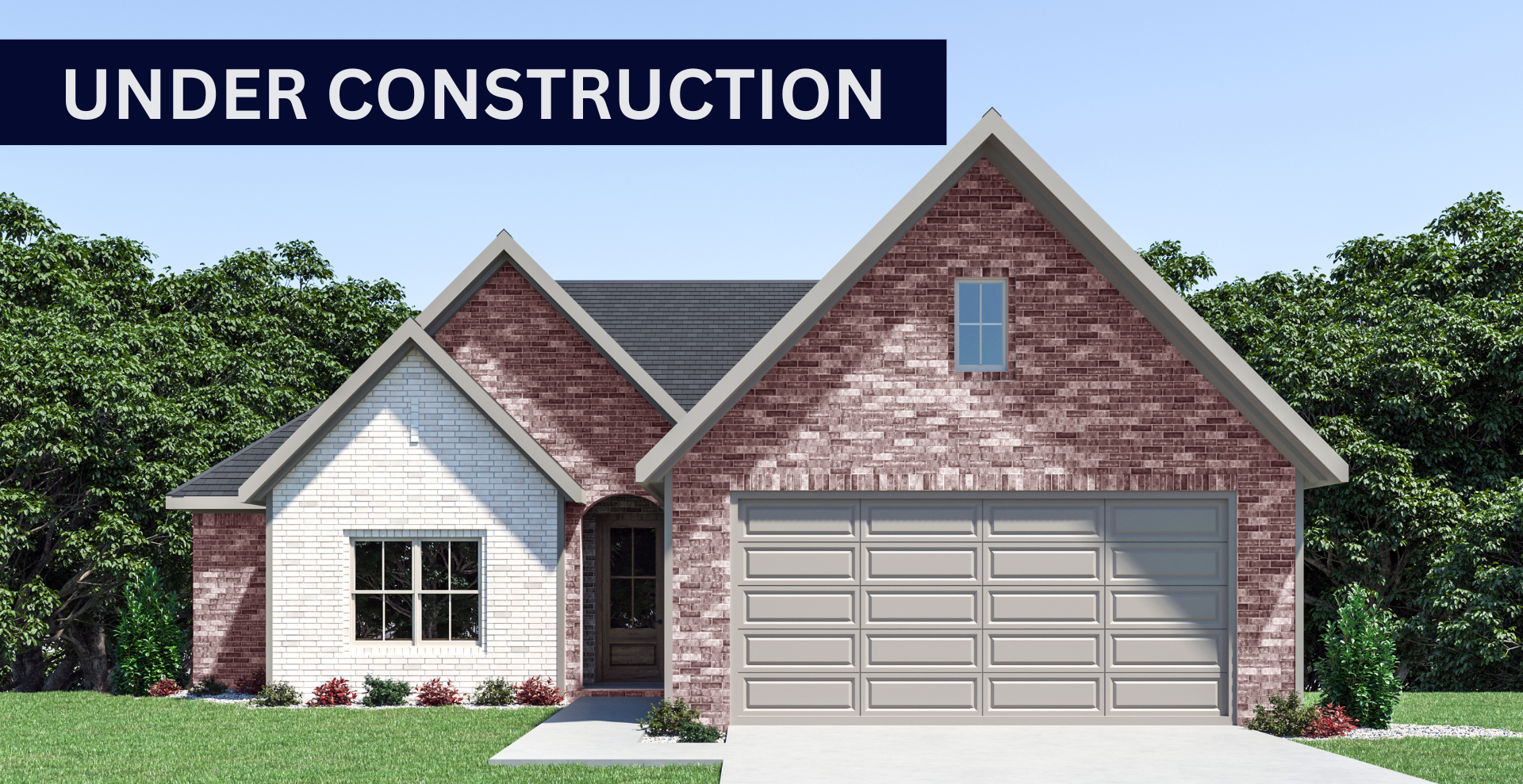 new construction home that is two story and lighter exterior colors. full of windows for natural light