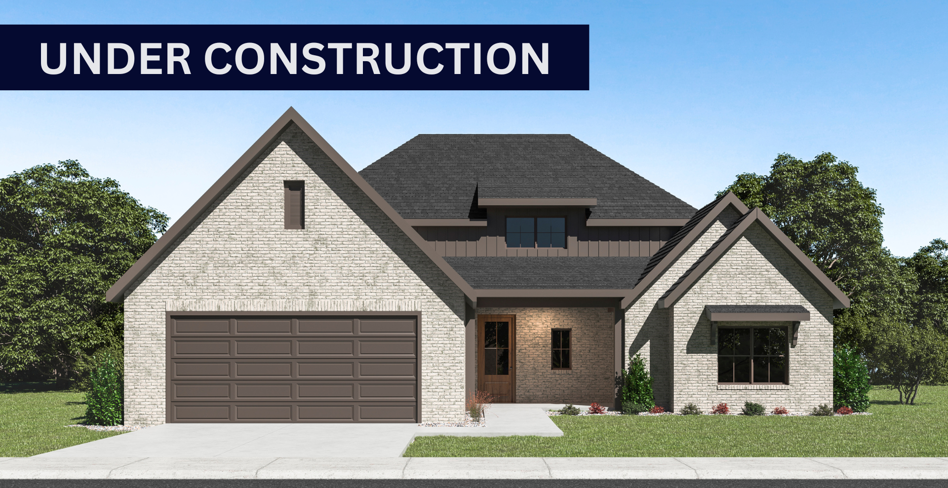 new construction home that is two story and lighter exterior colors. full of windows for natural light