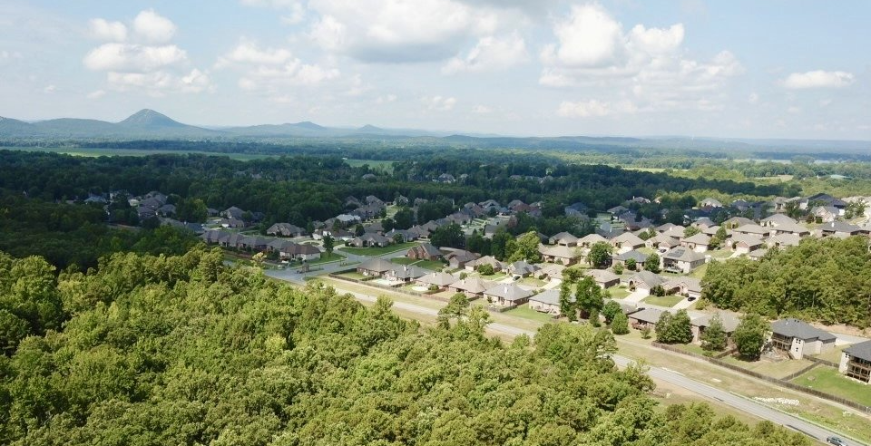 birdseye view of ridgeview trail and the lots available to build by hines homes