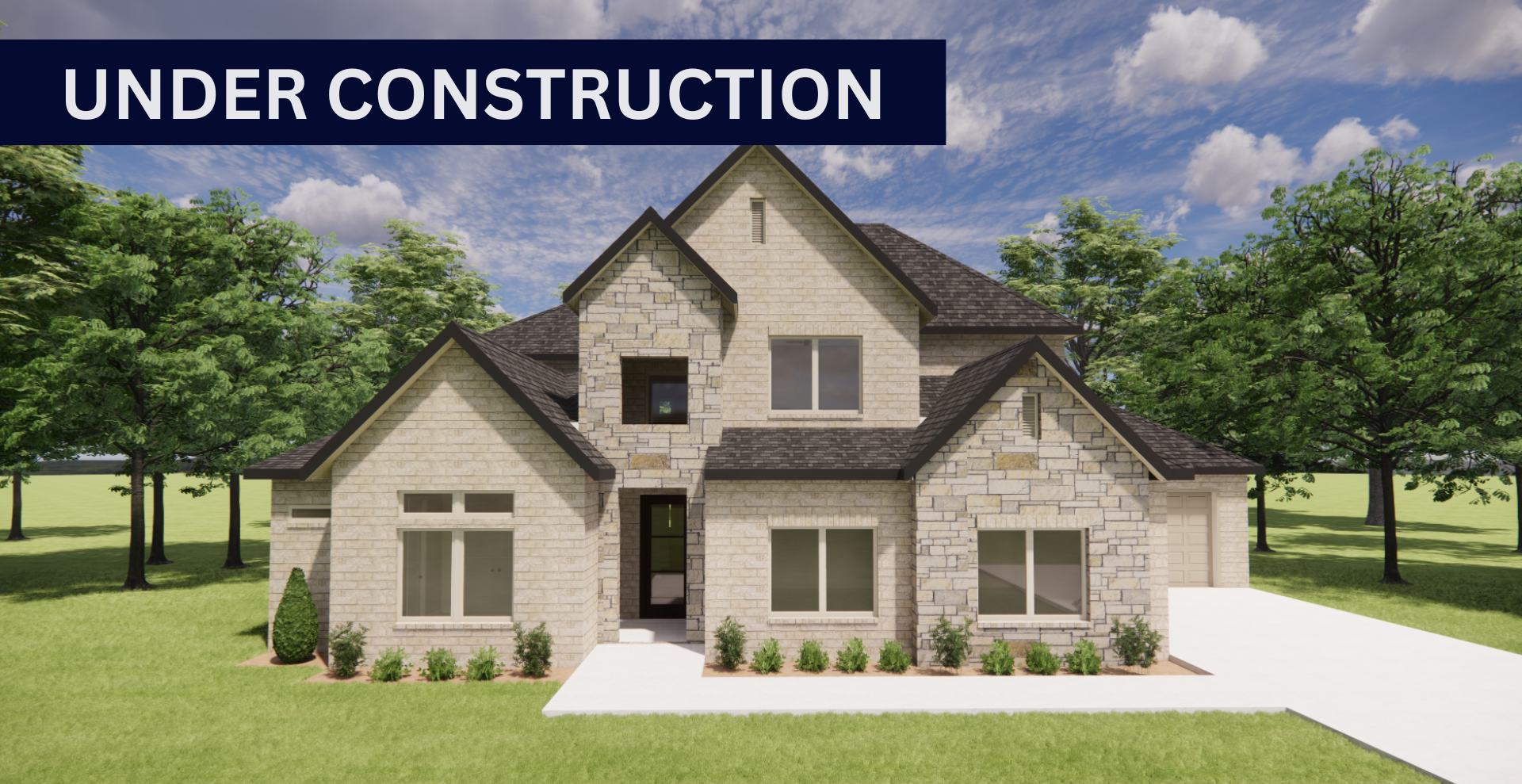 new construction home with beige exterior with lots of windows and two stories by hines homes
