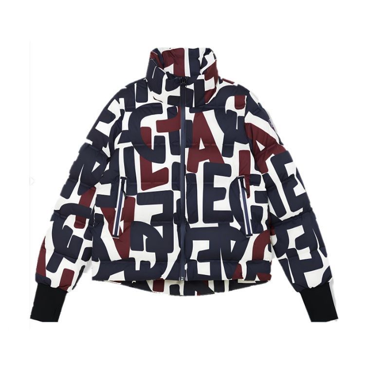 汚れにくい撥水-アルファベットプリントダウンジャケット