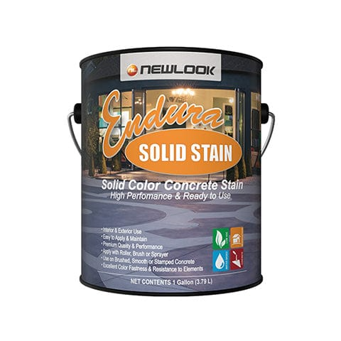 NewLook Endura Solid Stain can with orange, gray, and black label on white background