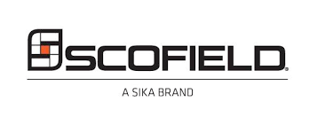 Scofield logo with orange and black icon and “A Sika Brand” tagline on white background