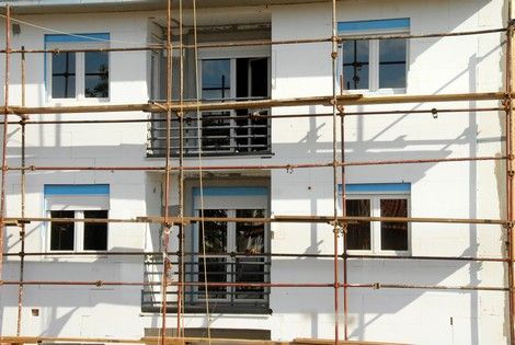 Scaffolding in a building construction