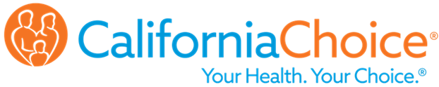 California Choice logo: Orange circle with family silhouette, blue