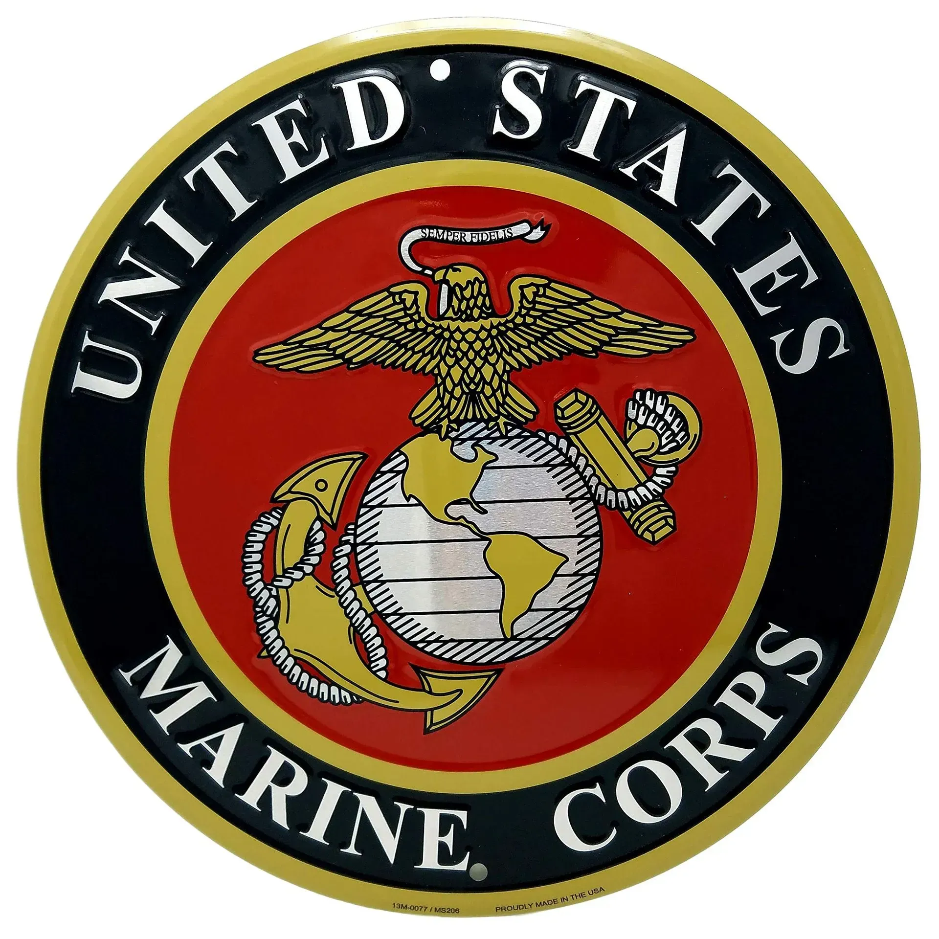 The official seal of the United States Marine Corps, featuring an eagle, globe, and anchor on a red and gold circular field.