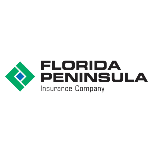 Florida Peninsula Insurance Company logo: green and blue geometric shape, black text.