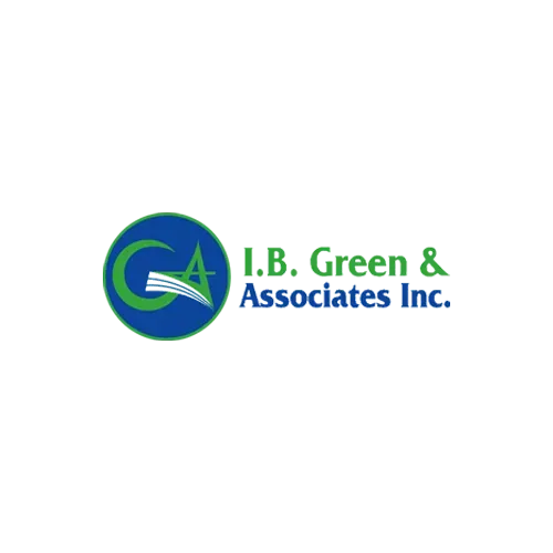 Logo for I.B. Green & Associates Inc. featuring a green and blue circle with overlapping 