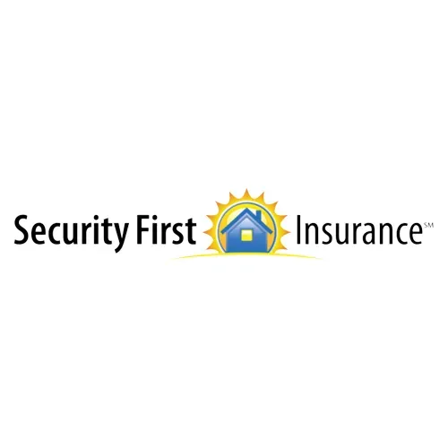 Security First Insurance logo: house with sunburst icon and company name.