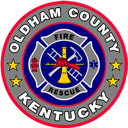 The logo for oldham county kentucky fire rescue