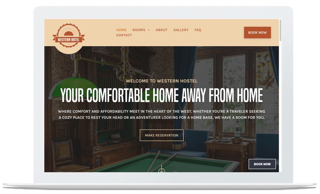 Free website template: Western / Hostel theme