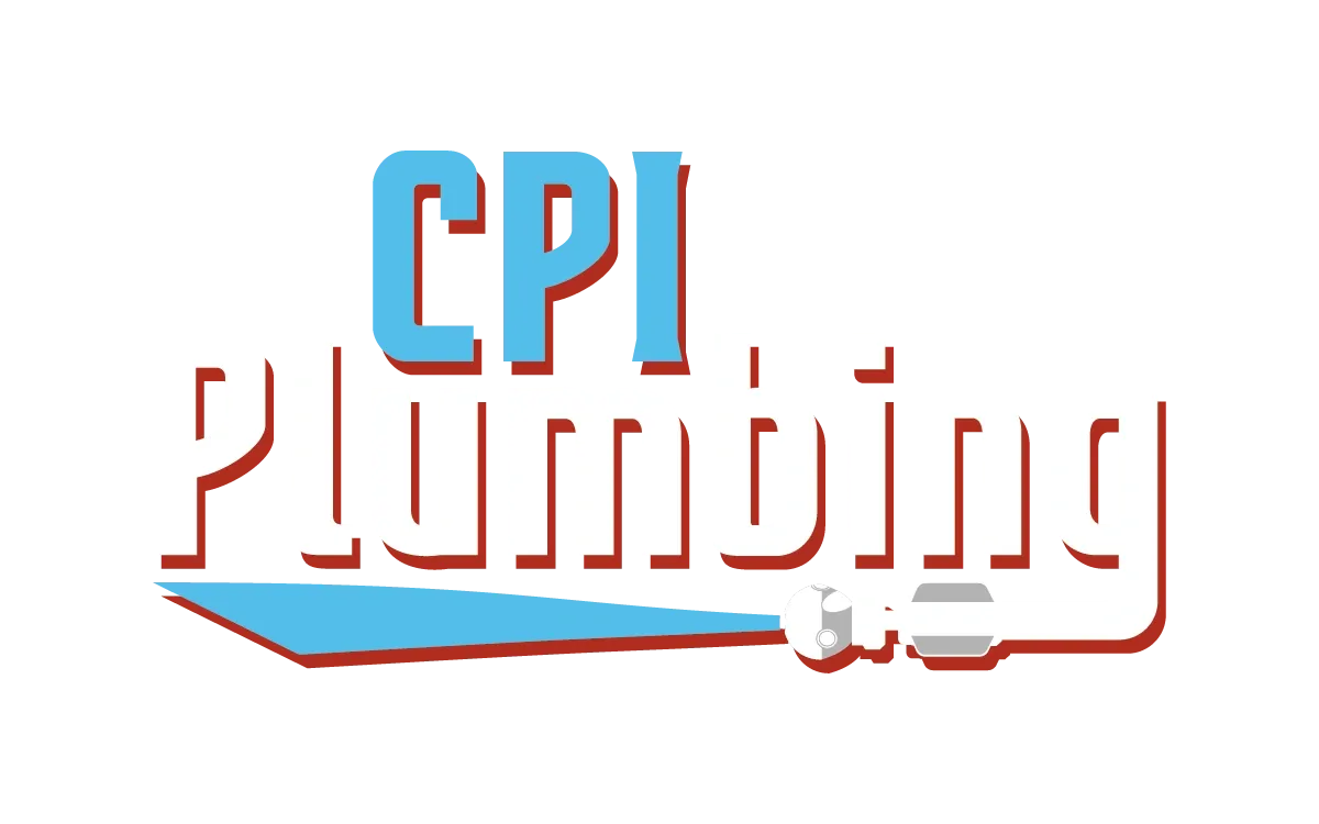 Logo for CPI Plumbing: blue "CPI" over red "Plumbing", with a blue and gray pipe graphic below.