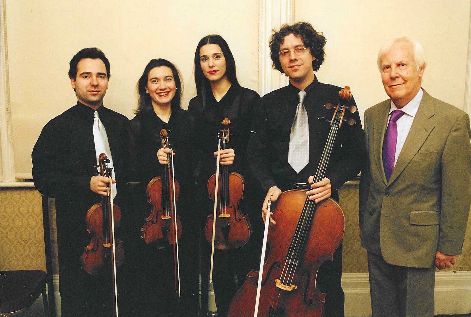 Morpeth Music Society 2003 ConTempo string quartet with MMS chair Alan MacDonald