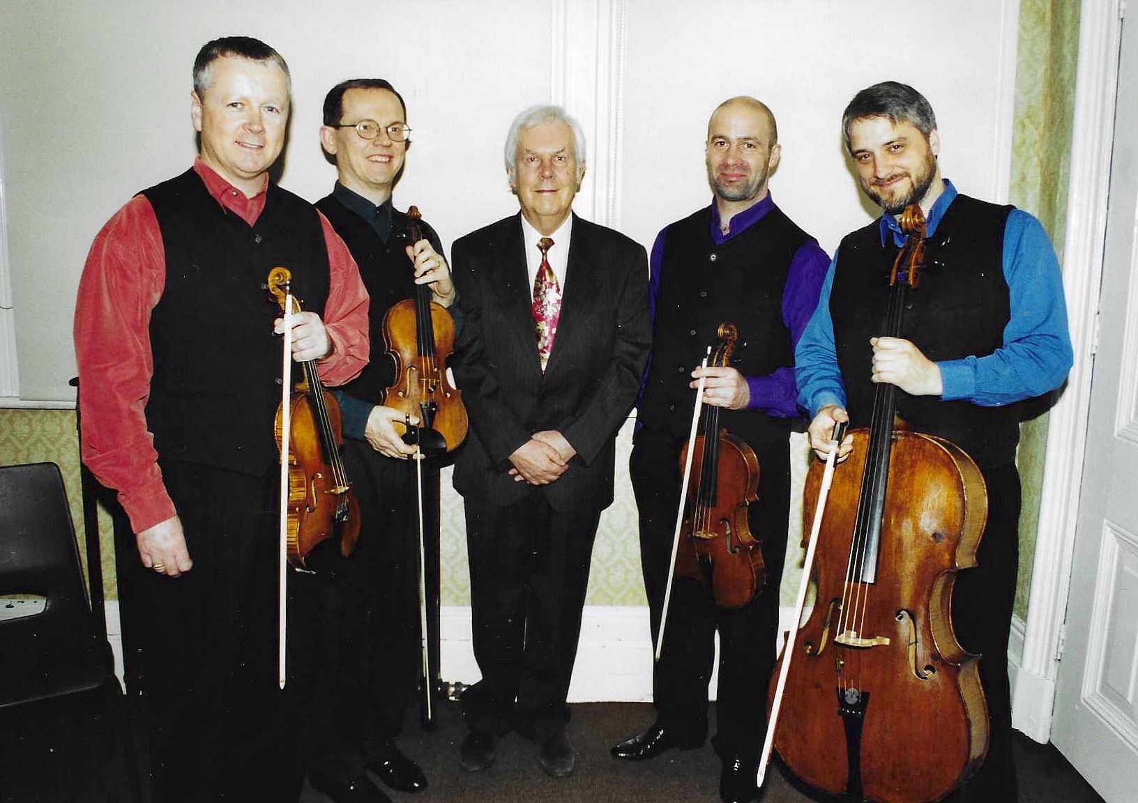 Morpeth Music Society 2001 Quatuor Danel with MMS chair Alan MacDonald October 2001