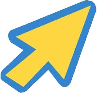 Cursore giallo rivolto verso l'alto e verso destra, contorno blu.