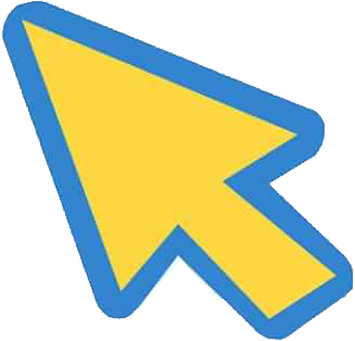 Freccia del cursore gialla con contorno blu.