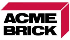 The acme brick logo is red and black and looks like a brick.