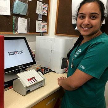 Nurse running a lab sample