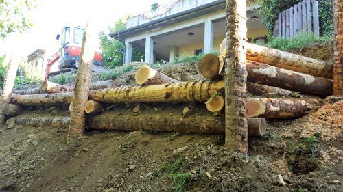 Lavori edili in un giardino