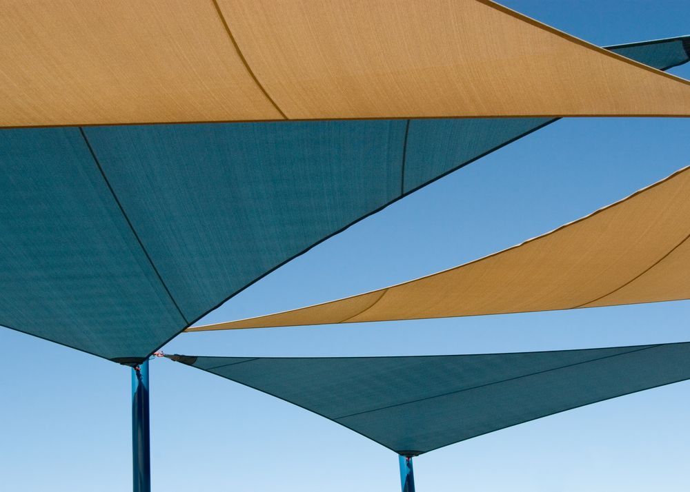 Colorful Shade Sails in Teal — Cachia Upholstery in Forster, NSW