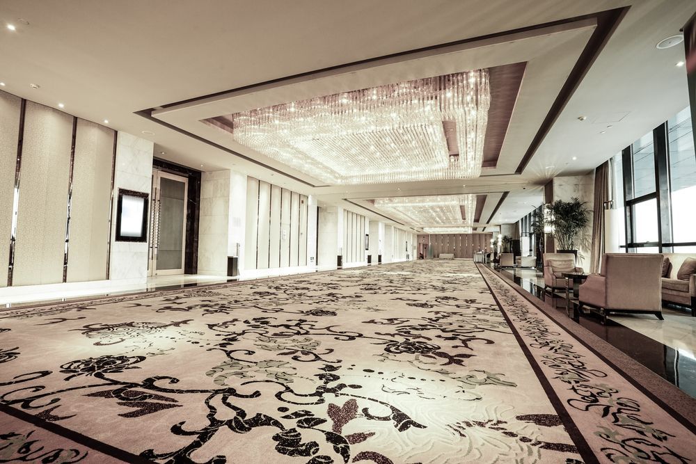 Elegant Hotel Ballroom With Patterned Carpet — Cachia Upholstery in Port Macquarie, NSW