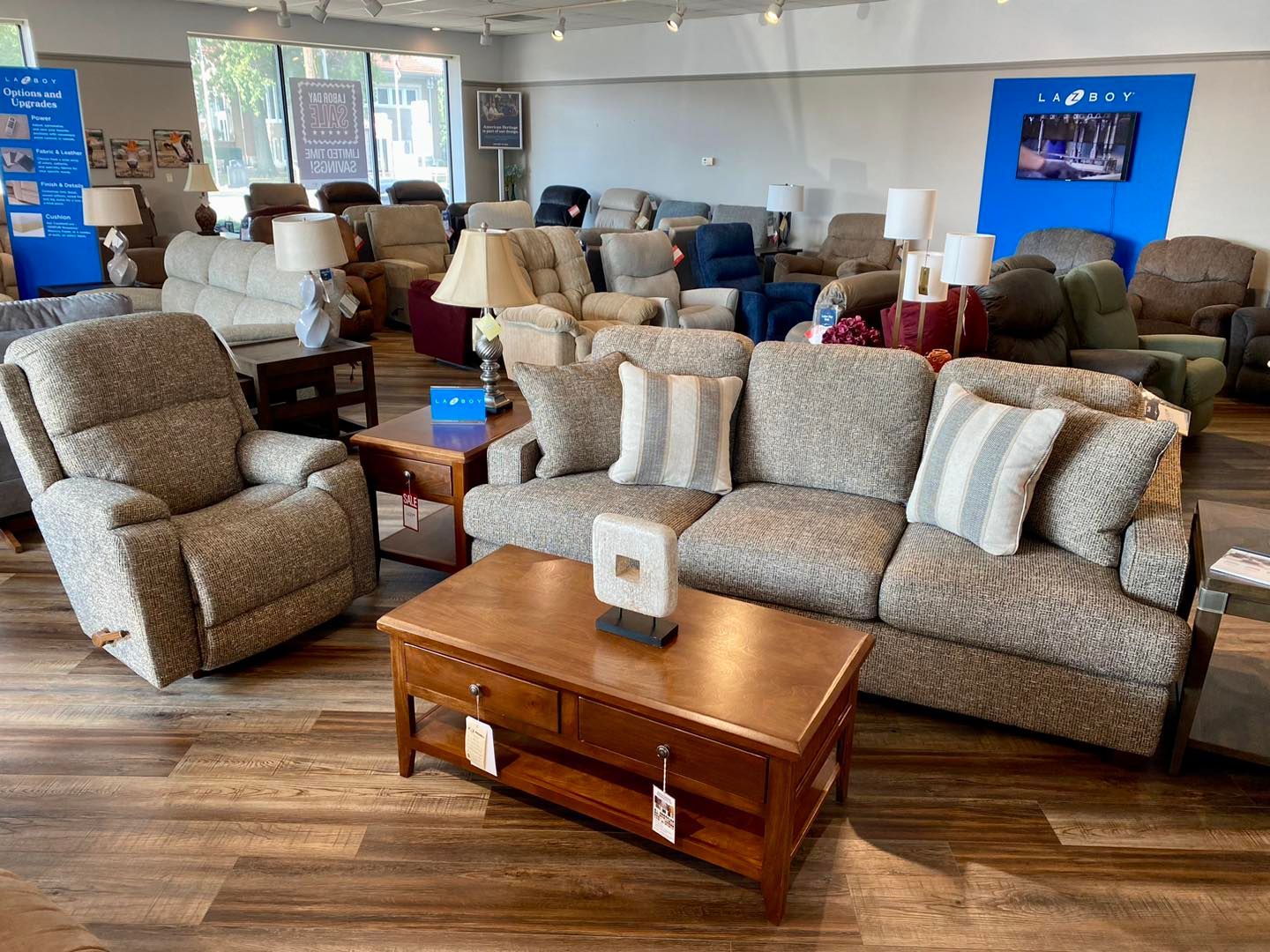 A living room filled with furniture and a coffee table.