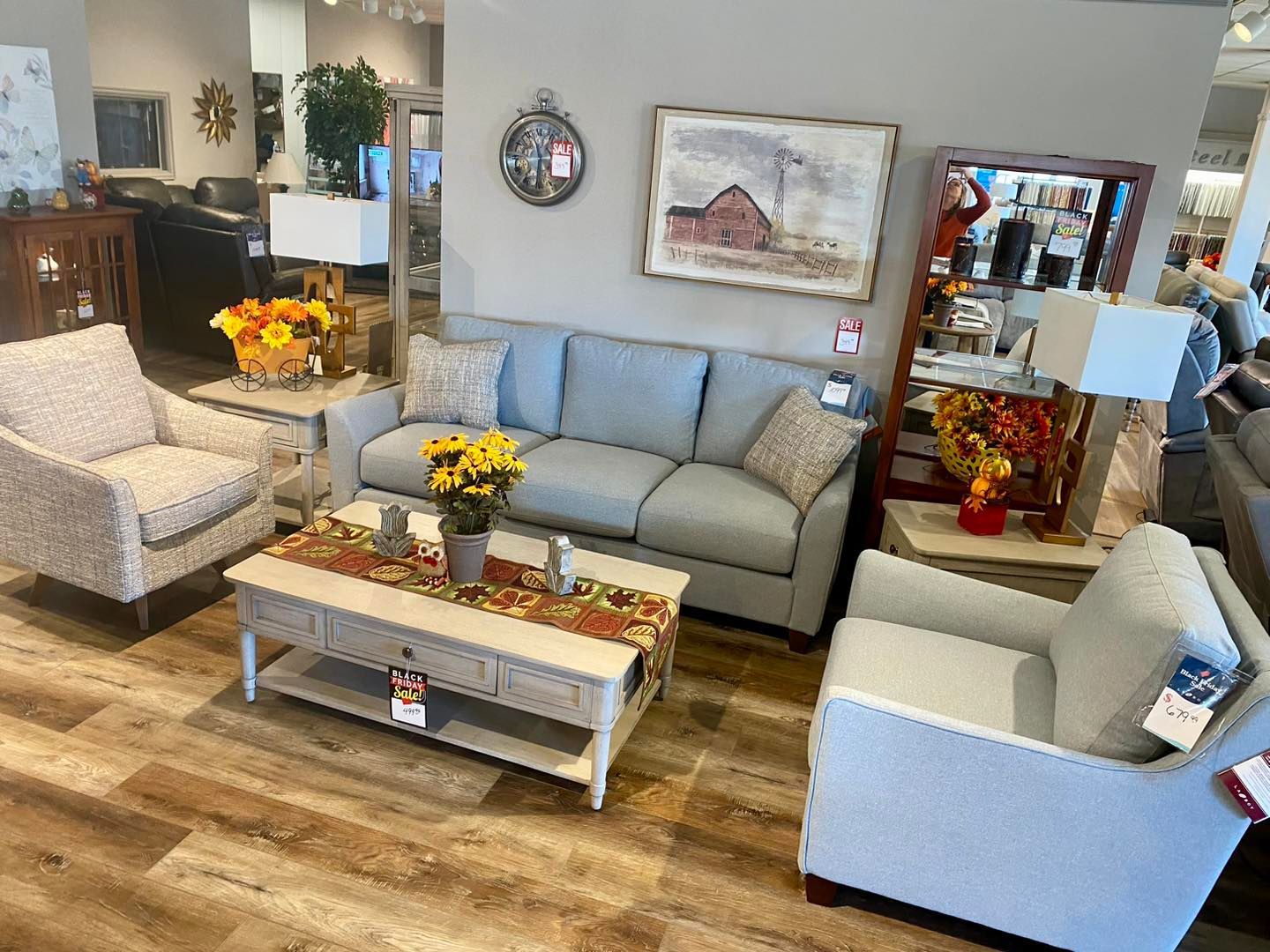 A living room filled with furniture and a coffee table.