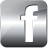 A silver facebook icon on a white background.