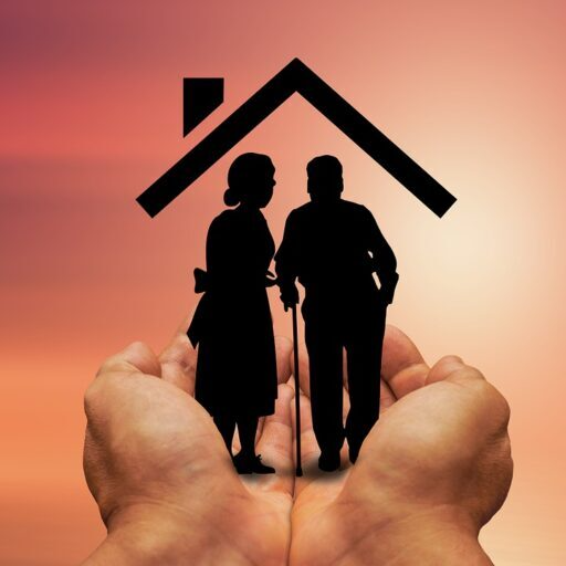 A man and a woman are holding a house in their hands
