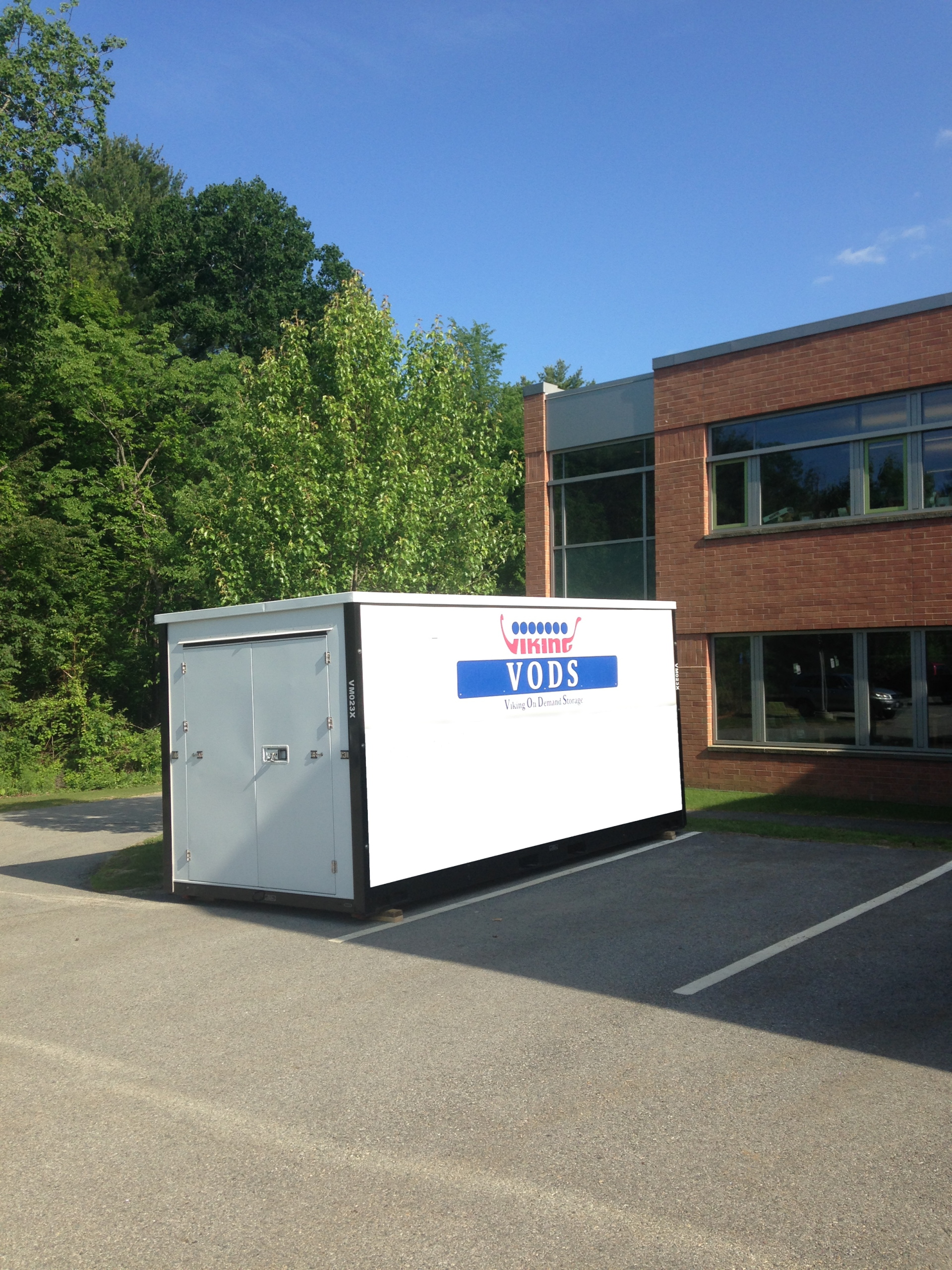 VODS Portable Storage Container outside a business office building