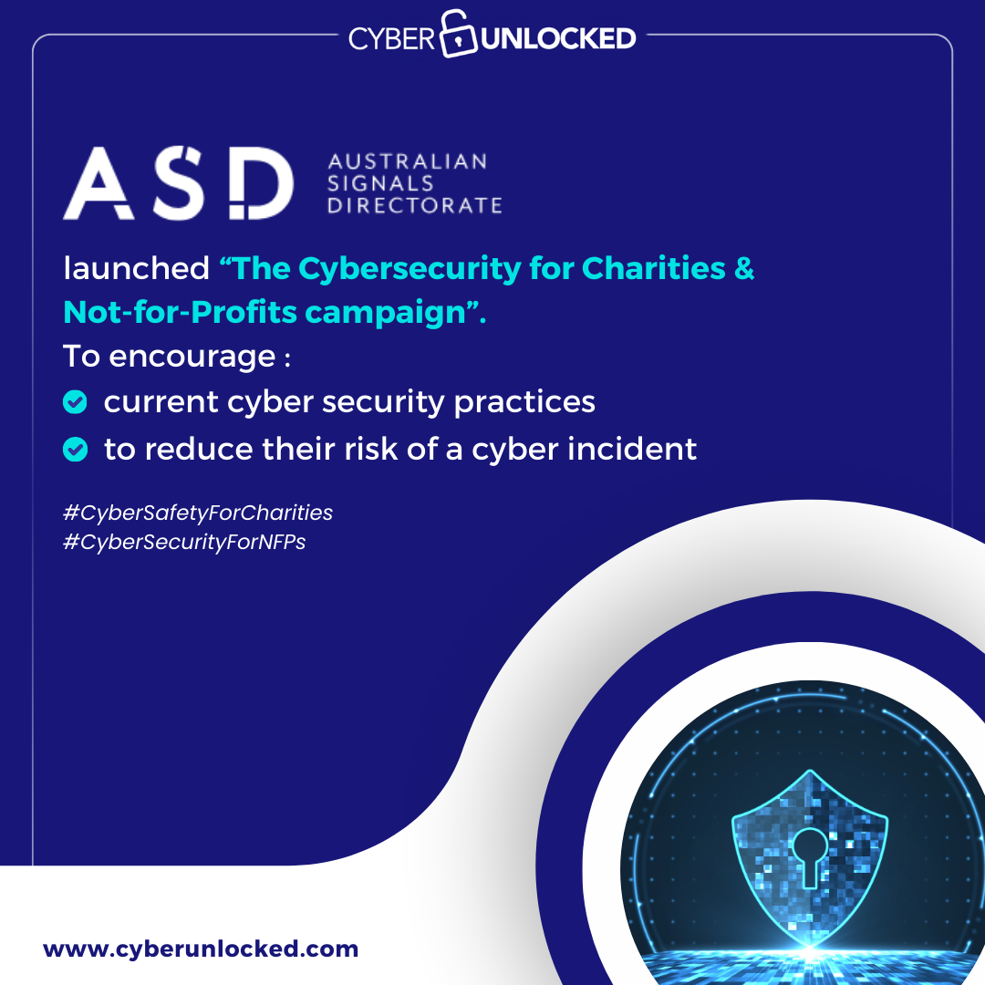 an advertisement for asd the cybersecurity for charities and not-for-profits campaign